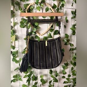 Michael Kors Brooklyn Large Grommet Convertible Hobo Black Leather Bag